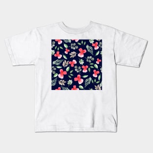 Pansies | Watercolor | Pattern | Blue Kids T-Shirt